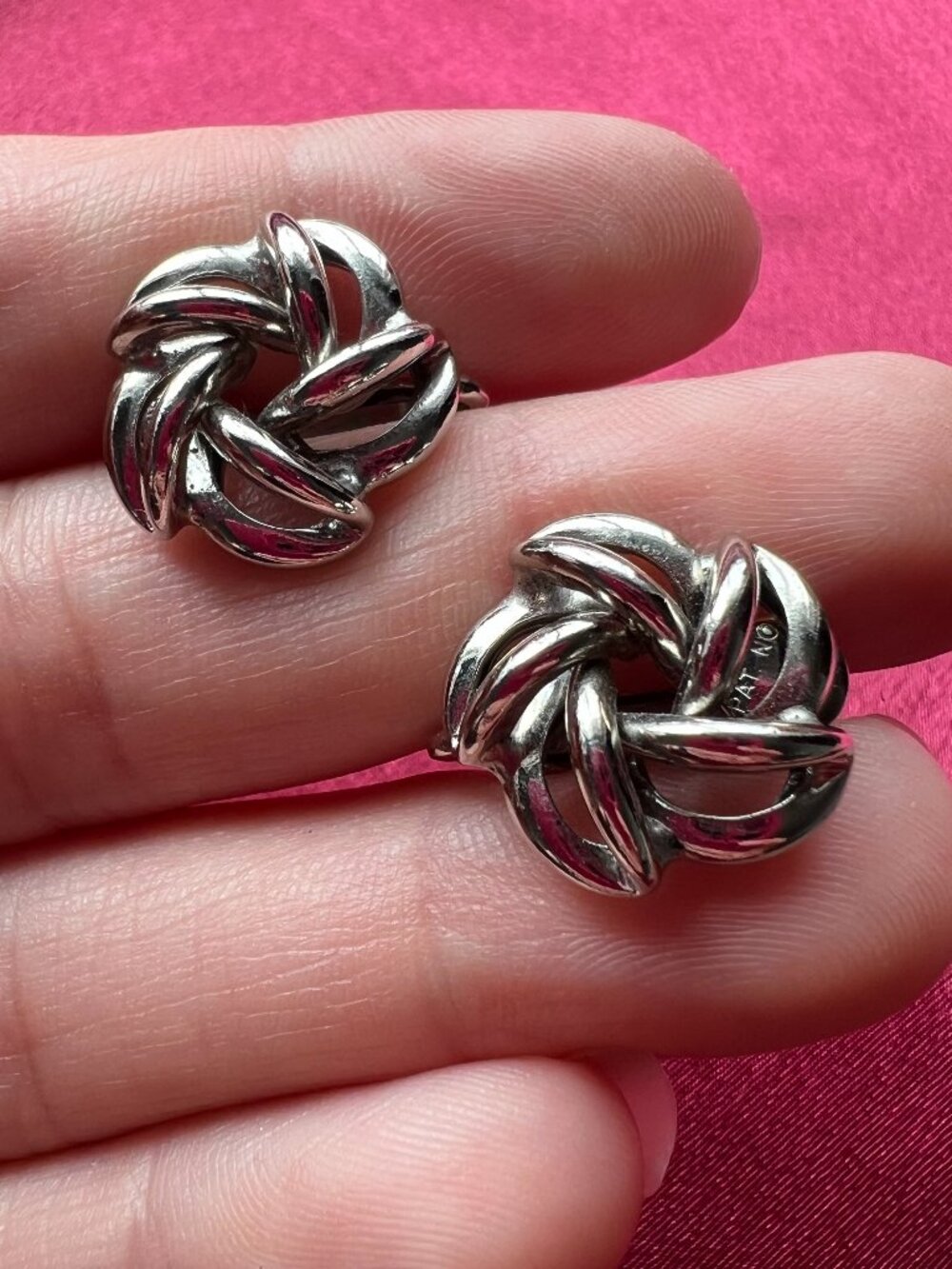 Napier Silver Tone Round Abstract Clip On Earrings